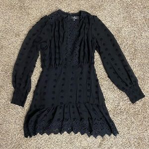 Lust or Love Black Embroidered Lace Long Sleeve Dress Medium